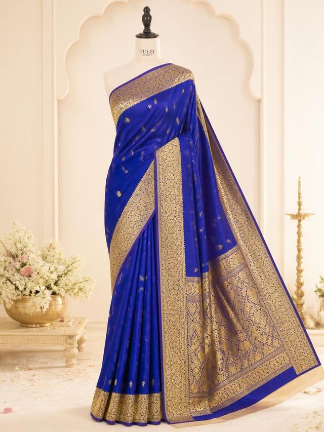 Royal Blue Banarasi Silk Saree — Sarees